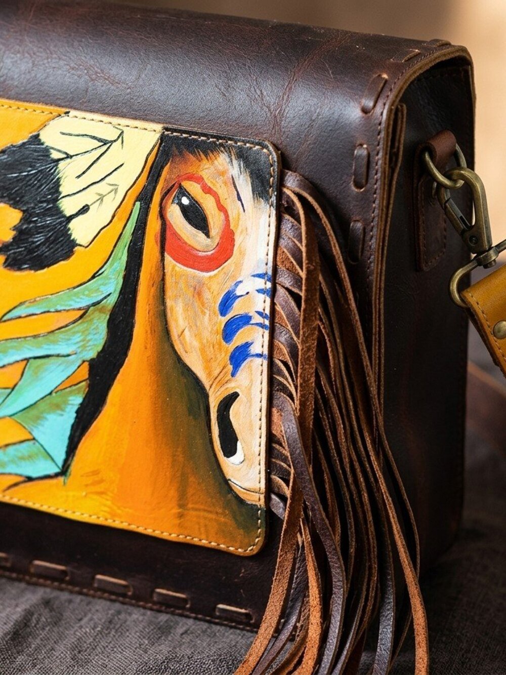 American Darling Wild Horse Western Fringe Crossbody Bag - Picture 8 of 10